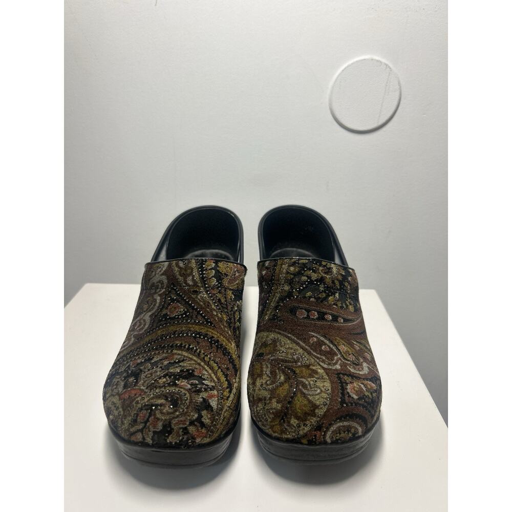 Dansko Paisley Tapestry Brown jewel Clogs size EU 40 US 9 Retro 70s Boho nurse - Picture 2 of 14